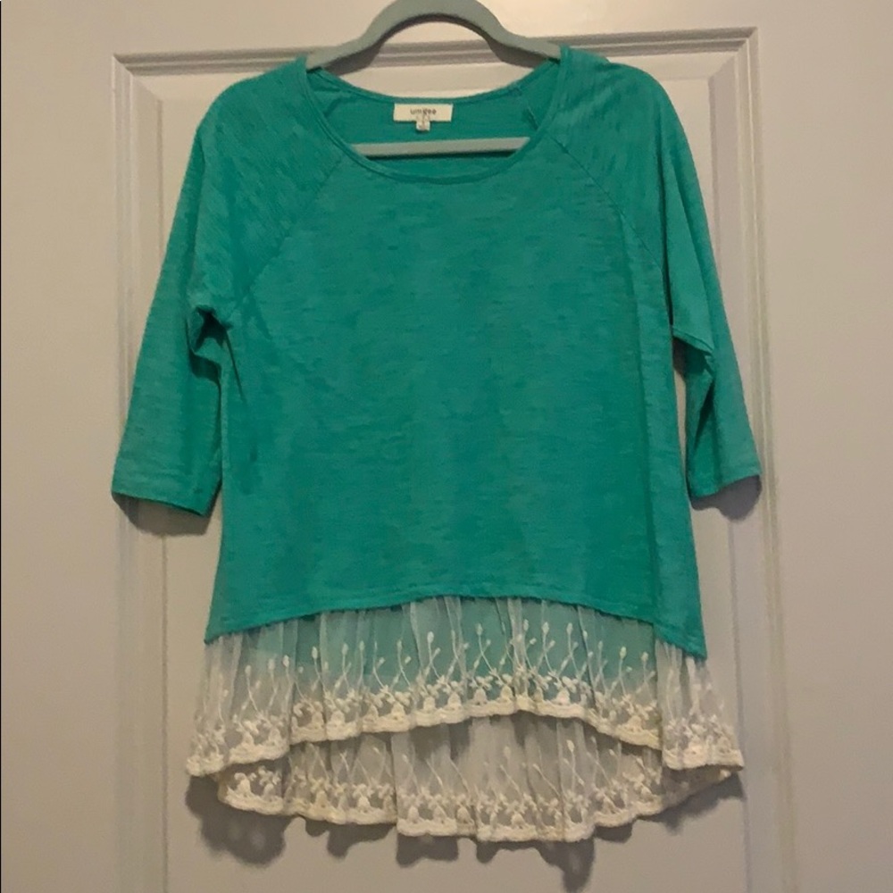 Teal tunic with lace
